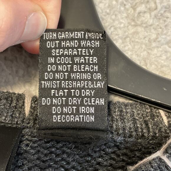 Vintage Ugly Christmas Sweater Grey Knit Ramie Cotton Blend Size Small Crew Neck - Picture 9 of 15